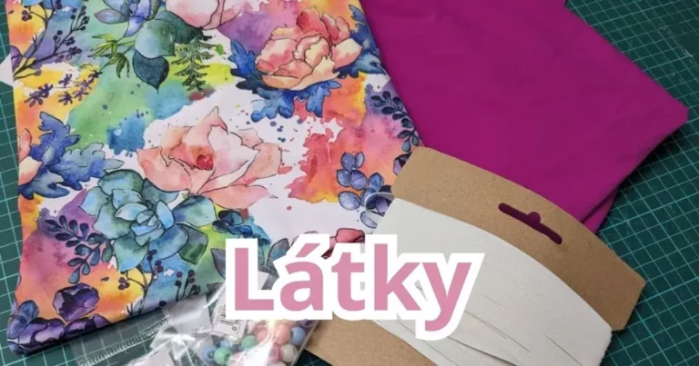 Látky pro šití plavek: barevná vnější látka a vedle ní růžová podšívka.